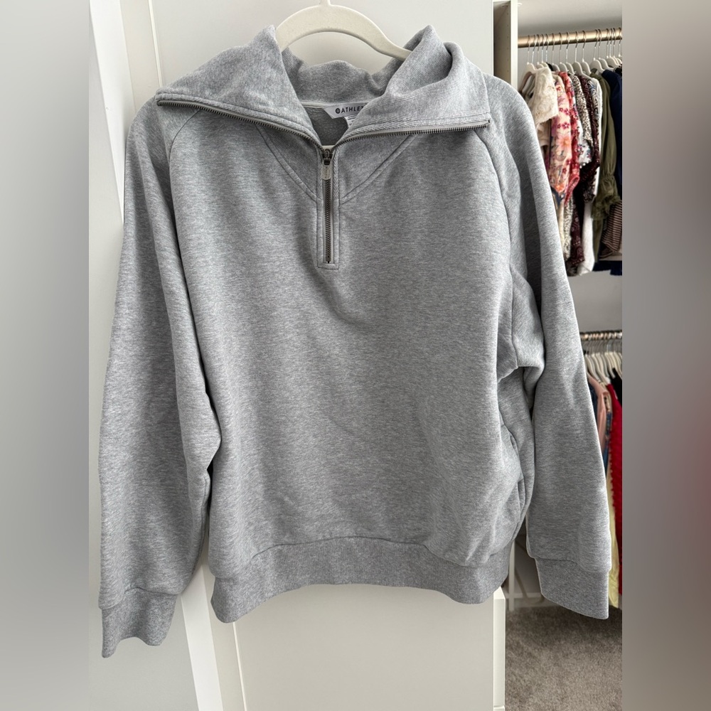 Athleta Gray Quarter Zip Sweatshirt